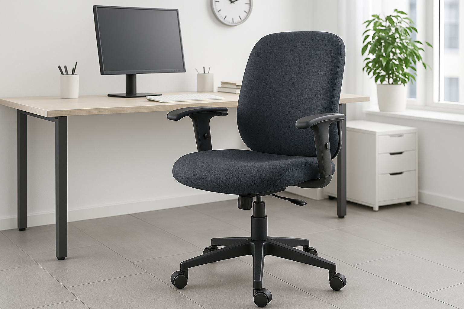 Imagen profesional de una silla secretarial en ambiente de oficina